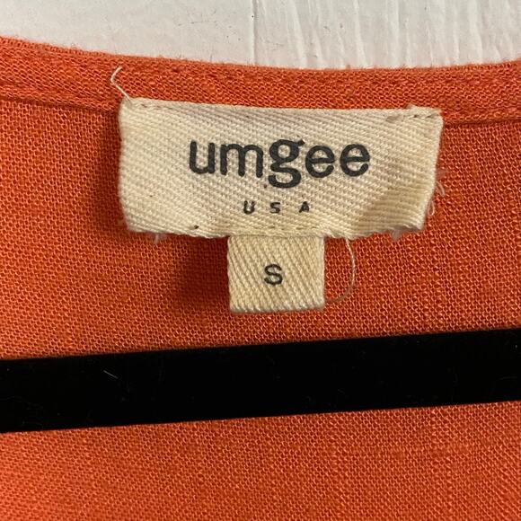 Umgee Orange Embroidered Boho Linen Blend Fairy Lagenlook Top Size Small - Picture 8 of 8